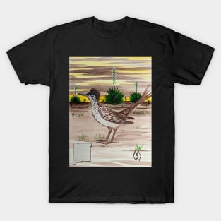 New Mexico state bird and flower, the roadunner and yucca flower T-Shirt